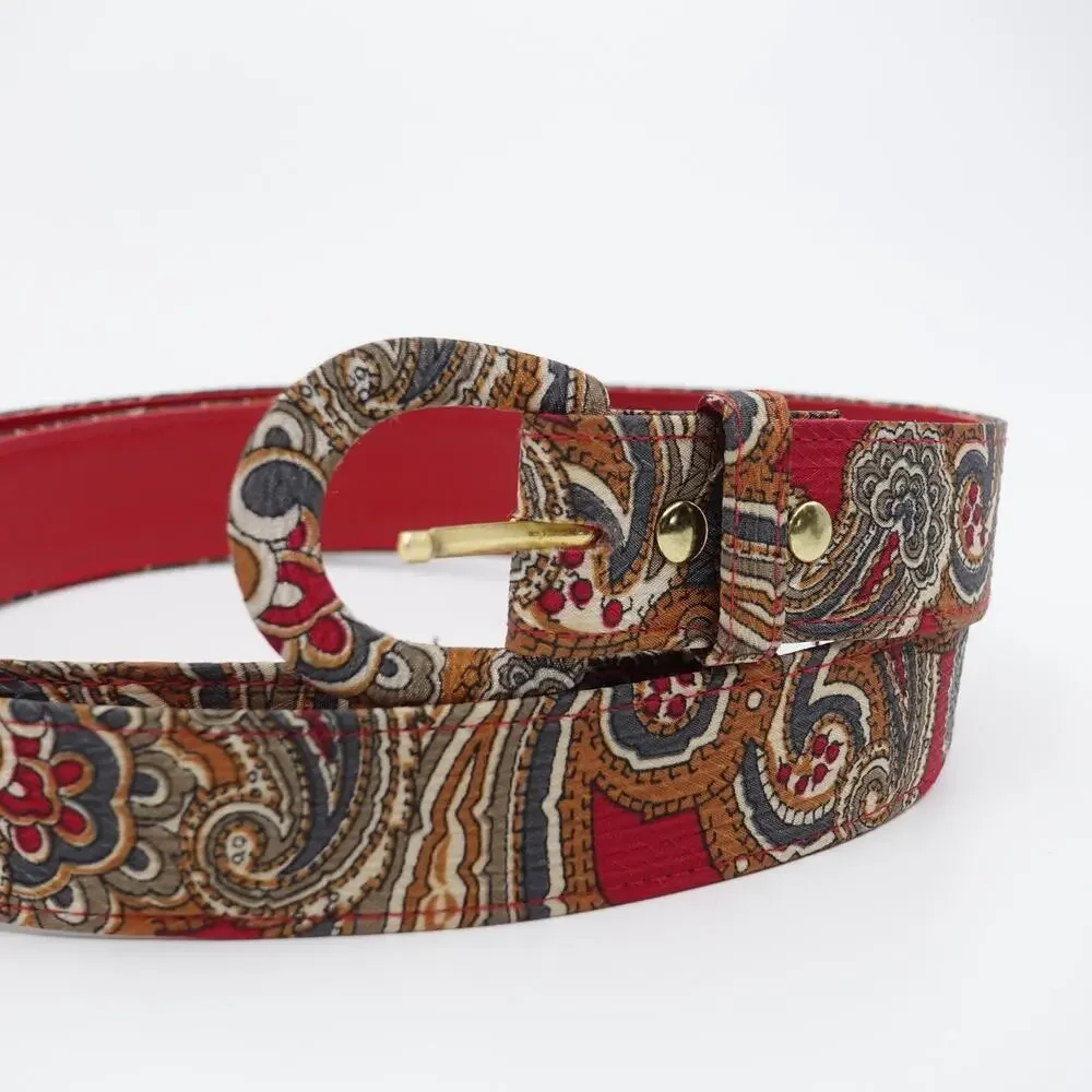Vintage Paisley Belt in Red Gold Teal